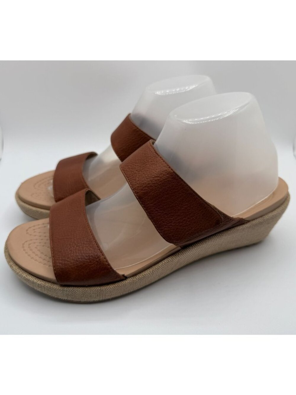 Crocs A-Leigh 2-Strap Mini Wedge Sandals Women Size 10 Brown Comfort Shoes
